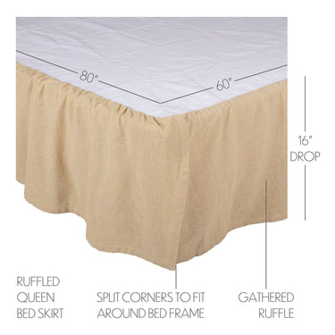 Burlap Vintage Ruffled Queen Bed Skirt 60x80x16 - The Fox Decor